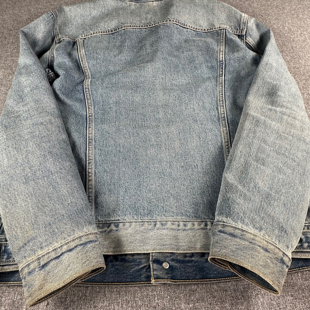 Levis Jacket Mens XL Trucker Light Wash Hawaiian Tropical Lining Button Down - Picture 7 of 10